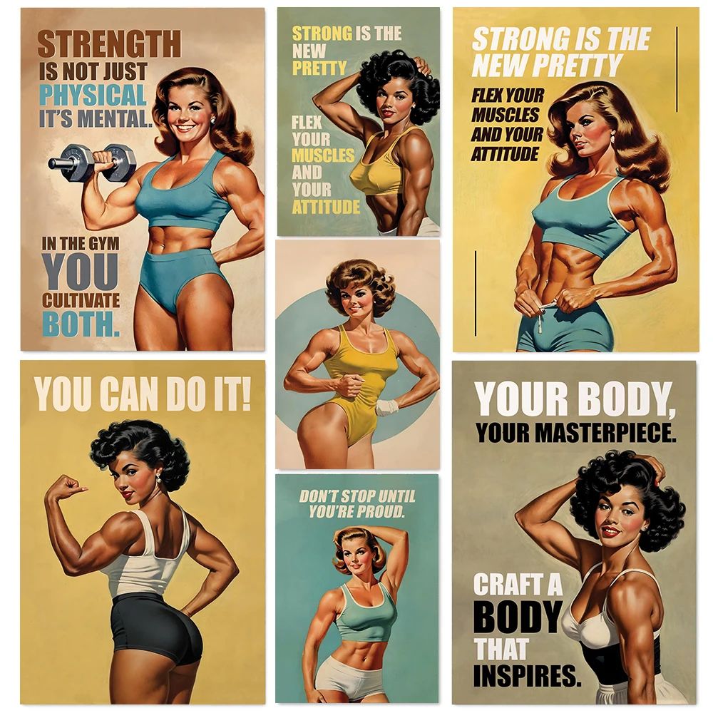 Home Gym Japan - Retro Gym Women Weightlifting Fitness Posters