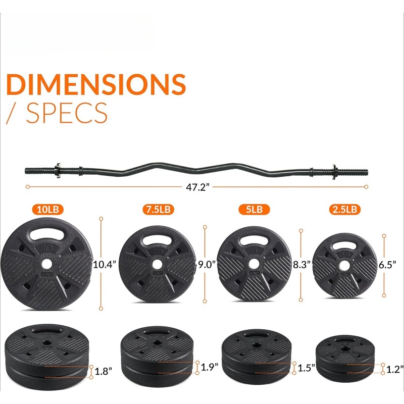 Barbell Curl Bar - Barbell EZ Curl Bar Set with