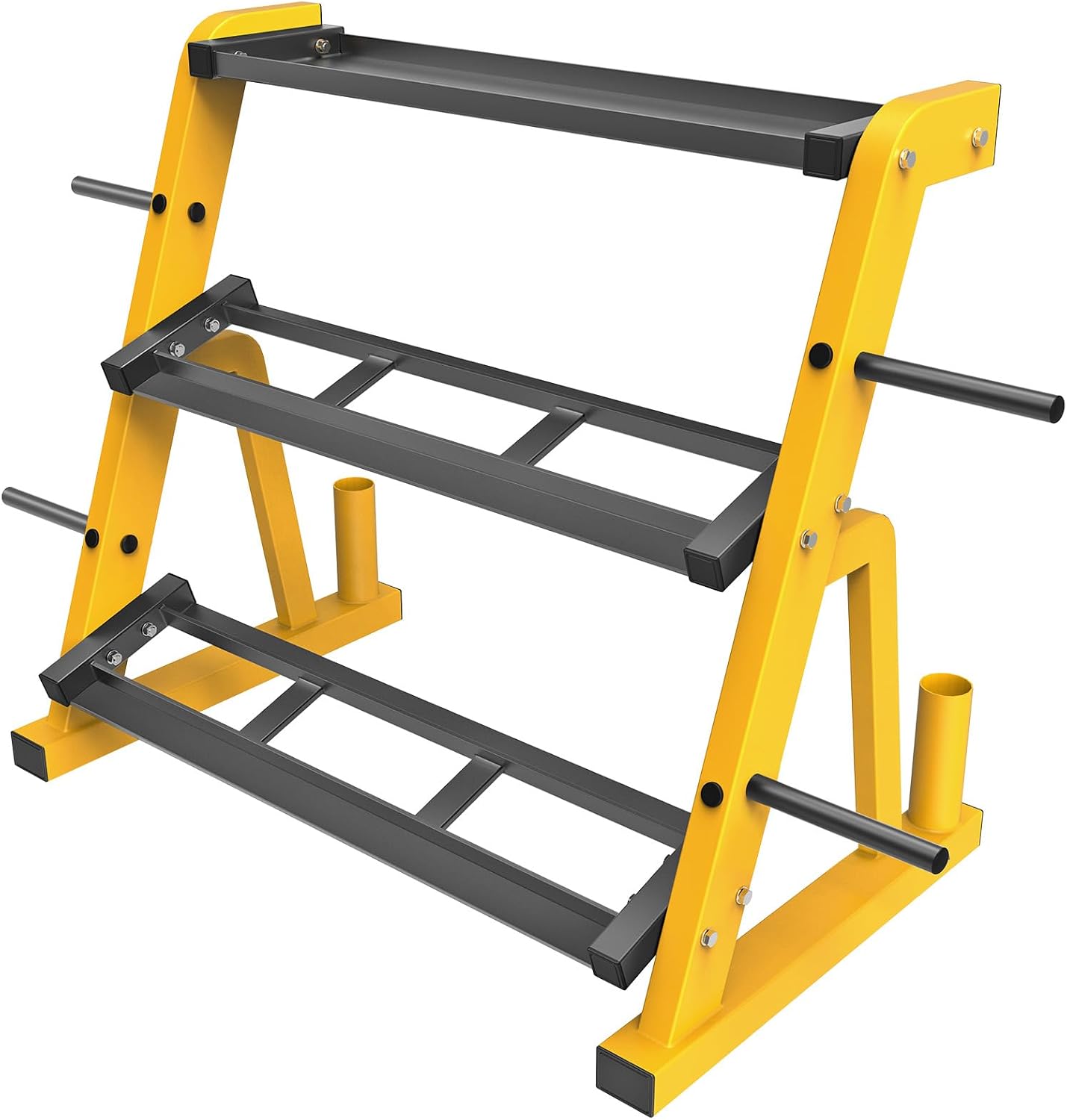 Home Gym Yellow - Heavy Duty Three Tier Dumbbell Rack