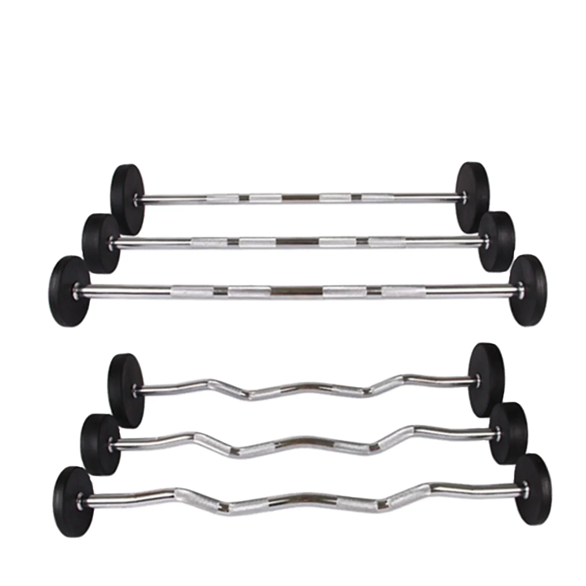 Barbell Curl Bar - Weightlifting Straight Curl Rubber Barbell Bar