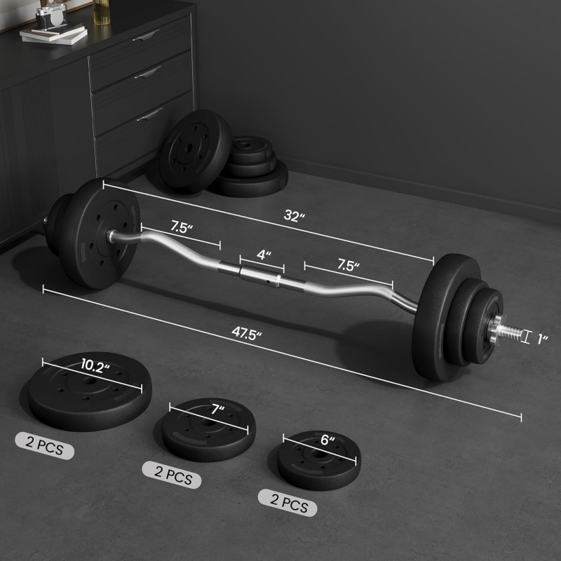 Barbell Set - Curl Bar & Weigh - Barbell Curl Bar ulasan dan harga