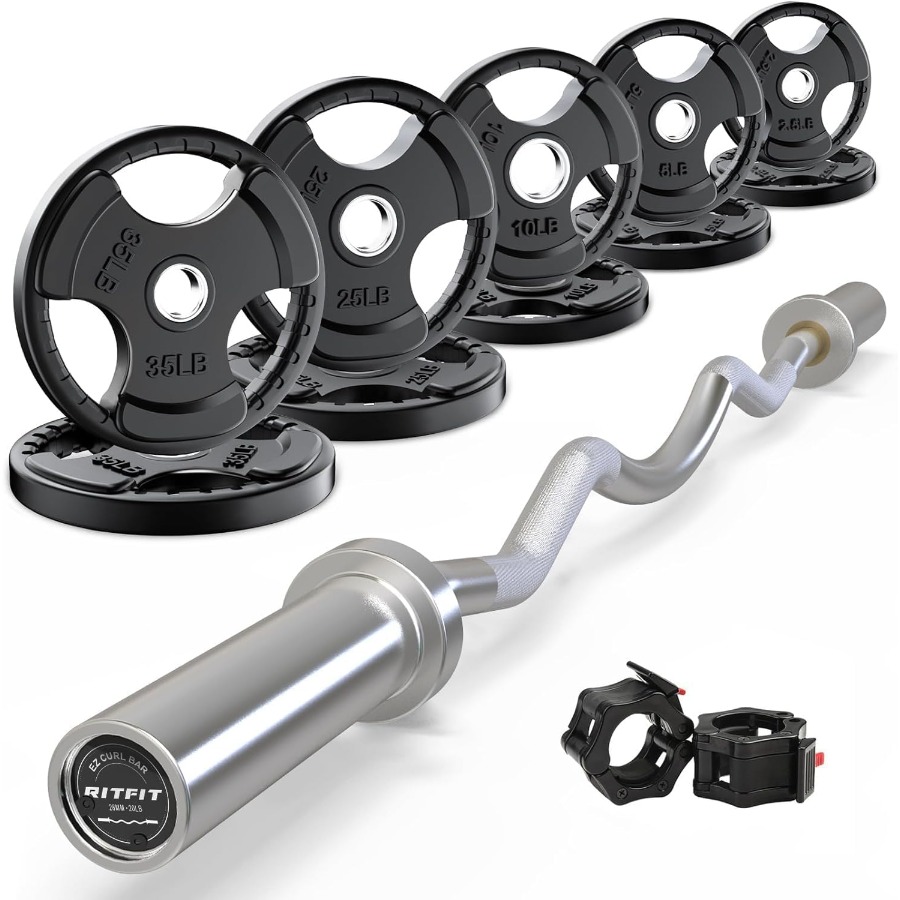 2 Inch EZ Curl Bar with 155LB  - Barbell Curl Bar ulasan dan harga