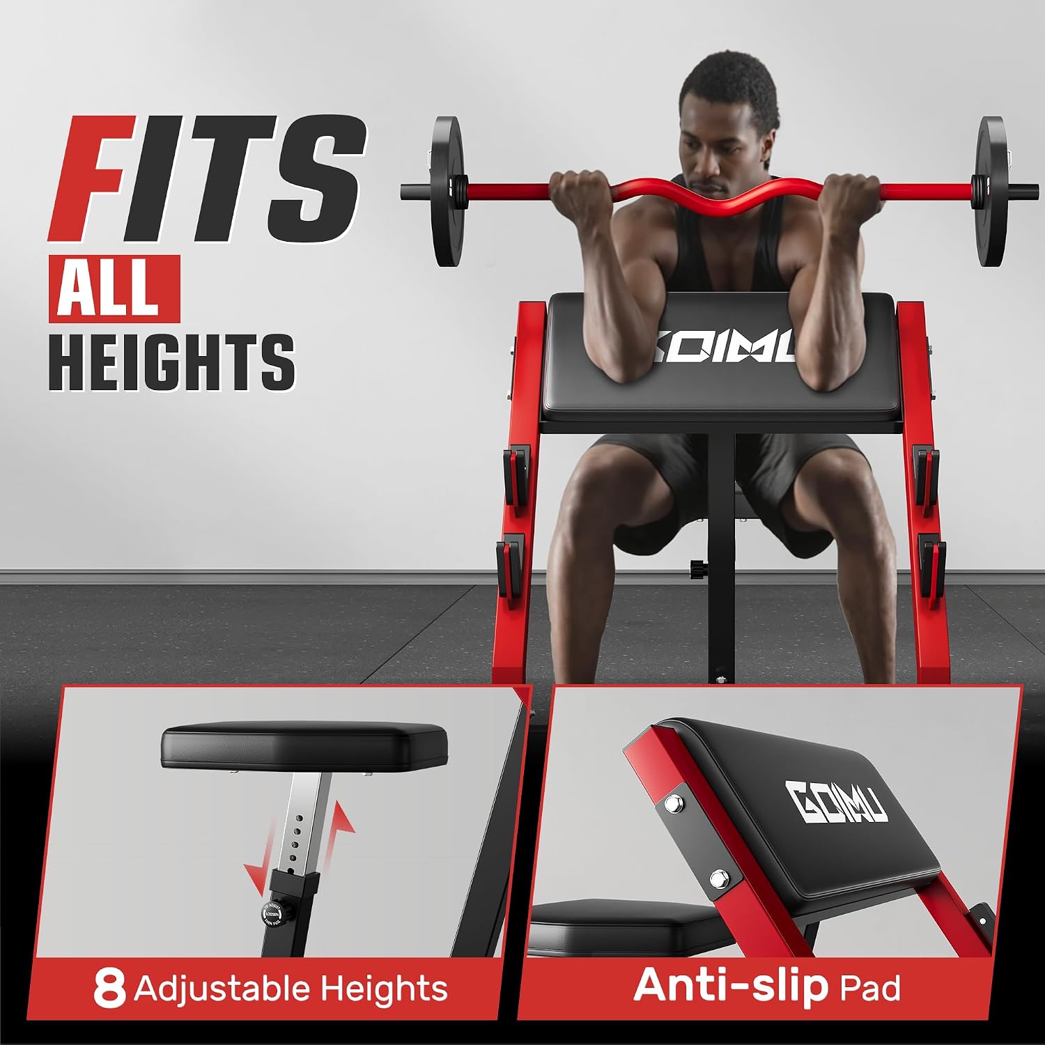 Adjustable Preacher Curl Bench - Barbell Curl Bar ulasan dan harga
