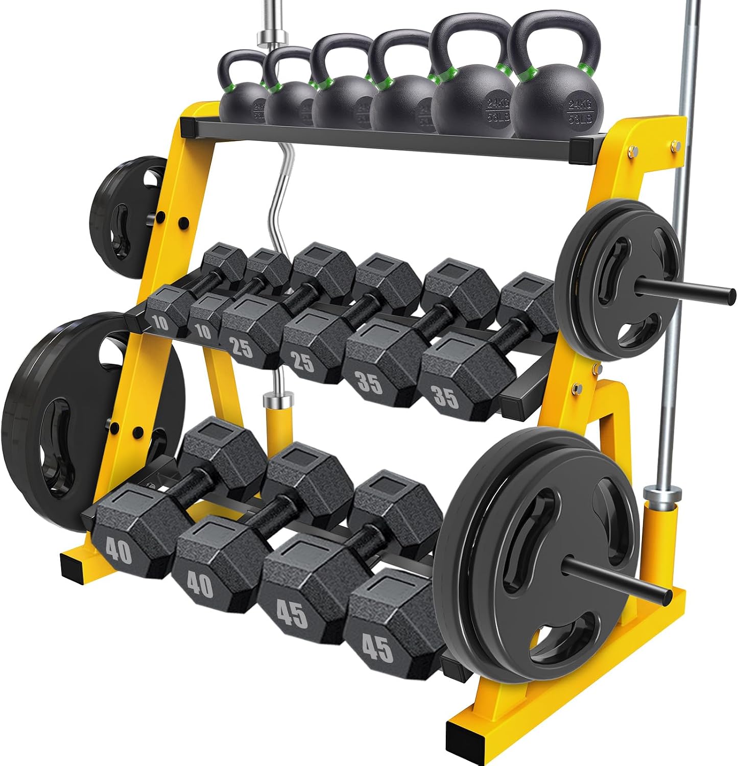 Heavy Duty Three Tier Dumbbell - Home Gym Yellow ulasan dan harga