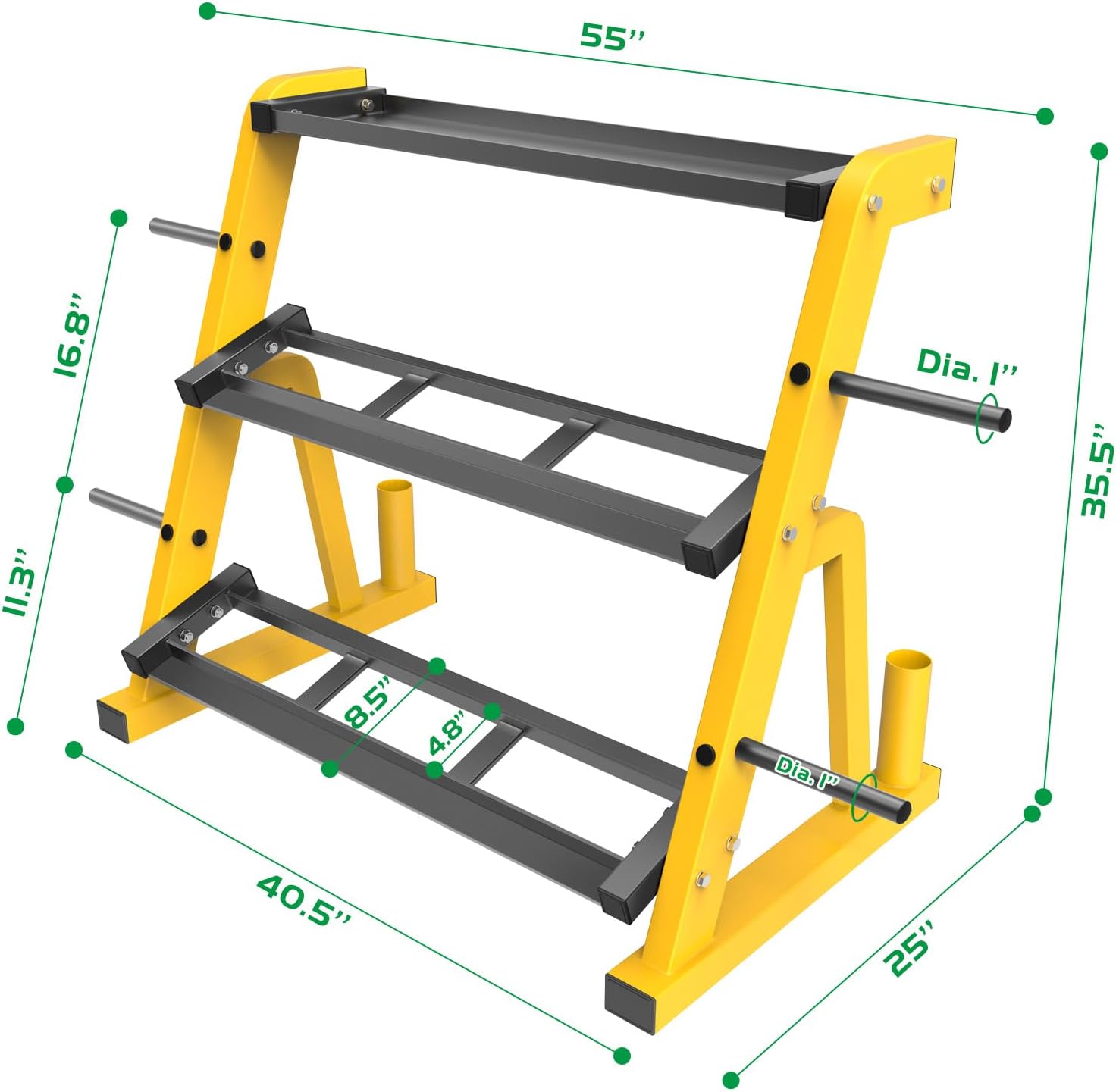 Heavy Duty Three Tier Dumbbell - Home Gym Yellow ulasan dan harga