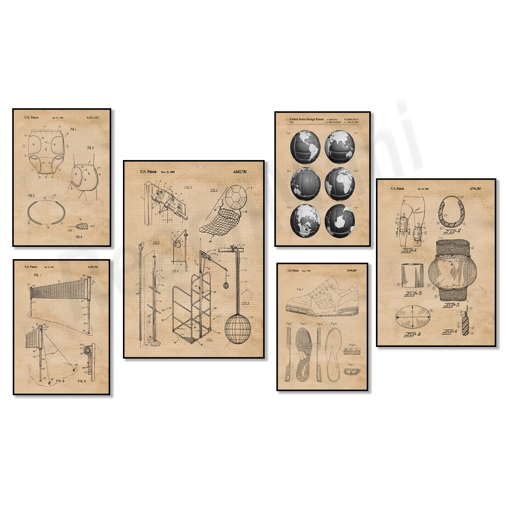 Vintage Volleyball Patent Prin - Home Gym Japan ulasan dan harga