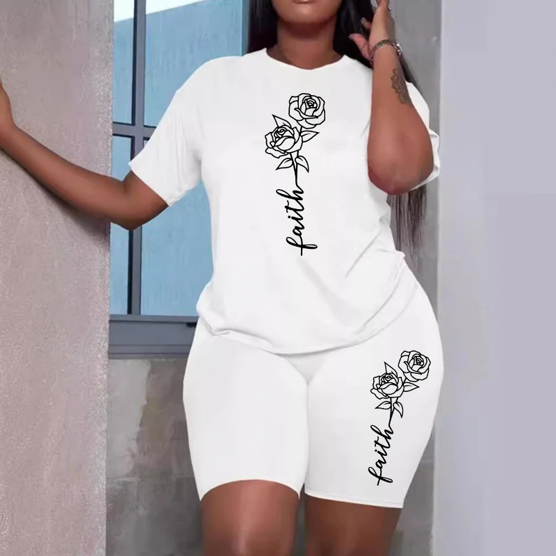 Faith Letter Printed Tracksuit - Home Gym Outfit ulasan dan harga